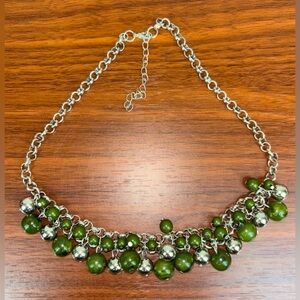 Paparazzi Jewelry Chain Necklace Green And Silver Color Beads Pre Owned D-IZRYJQ